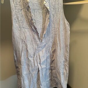 Faherty Blue and White Striped Blouse
